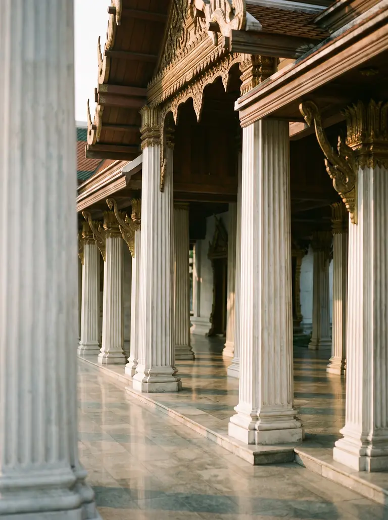 Colonnade in soft morning light