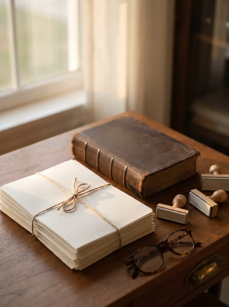 Documents, dictionary and glasses on a desk